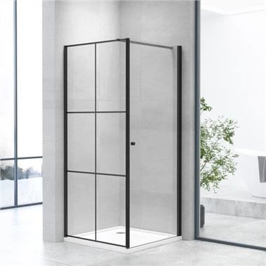 Imfhálú Cith Cearnóg Doras Pivot Matt Black Frameless